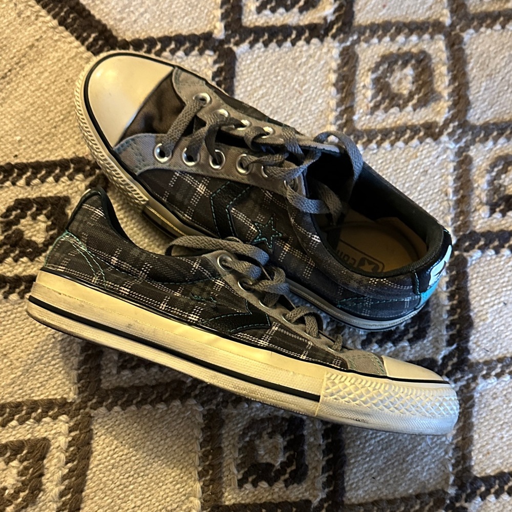 Custom made Plaid Low-Top converse Sneakers